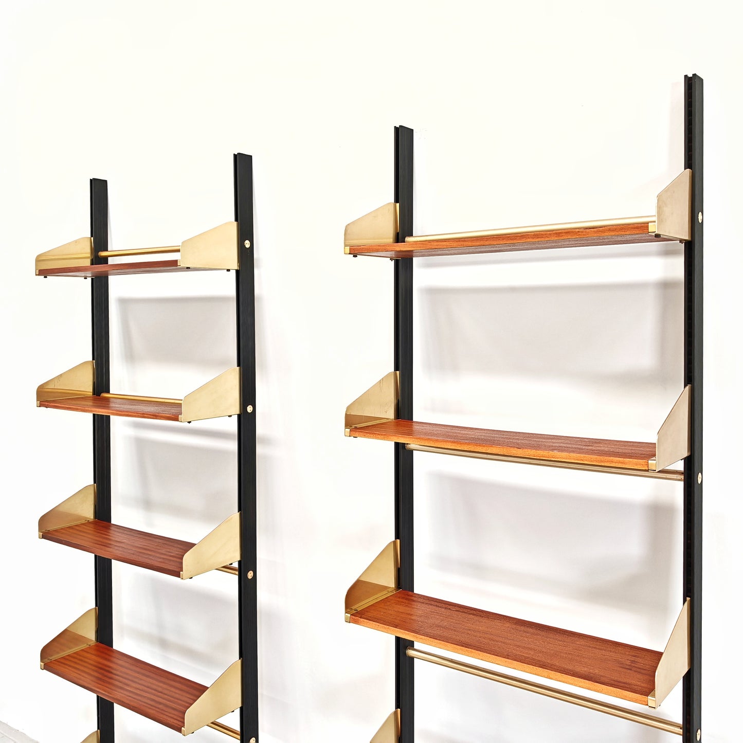 Libreria design vintage legno e ottone anni 60 produzione FEAL  - disponibili 2