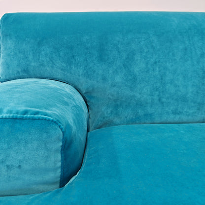 Divano modulare (8) velluto azzurro mod. Fiandra Vico Magistretti per Cassina anni 70/80