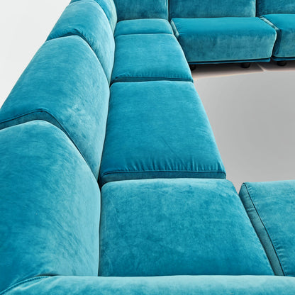 Divano modulare (8) velluto azzurro mod. Fiandra Vico Magistretti per Cassina anni 70/80