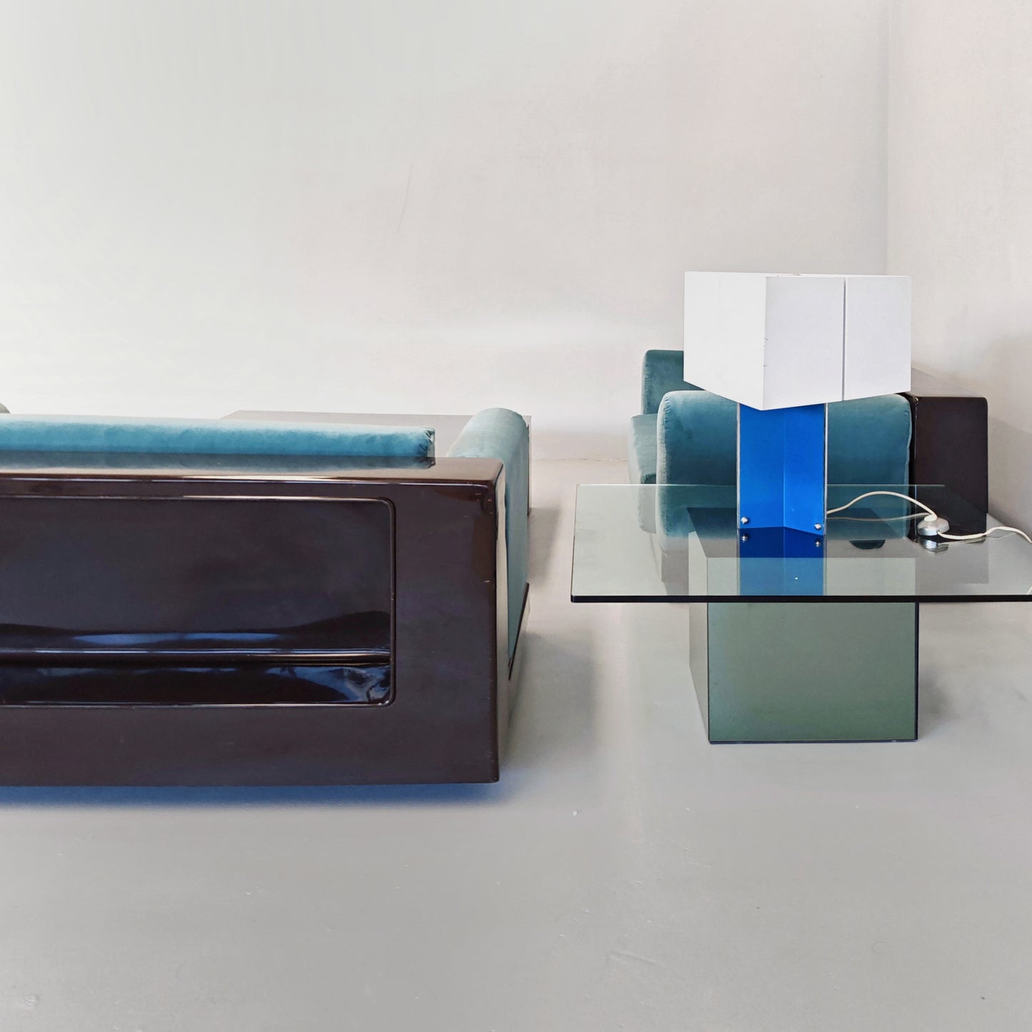 Coppia di poltrone in velluto celeste mod. "Gradual" Cini Boeri per Gavina anni 70