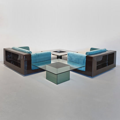 Paire de fauteuils en velours bleu ciel mod. « Gradual » Cini Boeri pour Gavina années 70