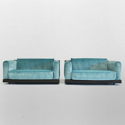 Paire de fauteuils en velours bleu ciel mod. « Gradual » Cini Boeri pour Gavina années 70