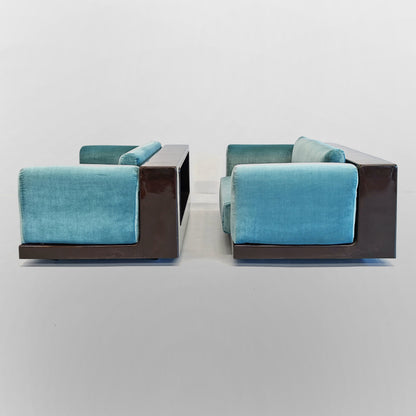 Paire de fauteuils en velours bleu ciel mod. « Gradual » Cini Boeri pour Gavina années 70