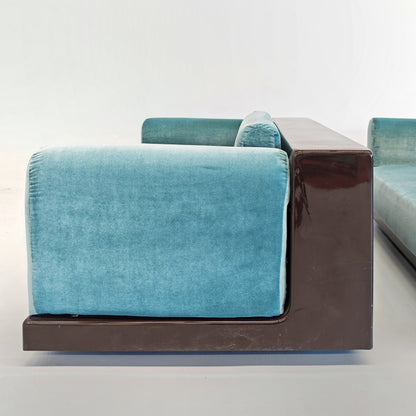 Paire de fauteuils en velours bleu ciel mod. « Gradual » Cini Boeri pour Gavina années 70