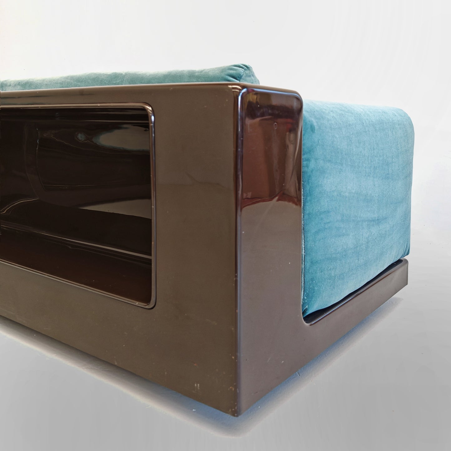 Coppia di poltrone in velluto celeste mod. "Gradual" Cini Boeri per Gavina anni 70