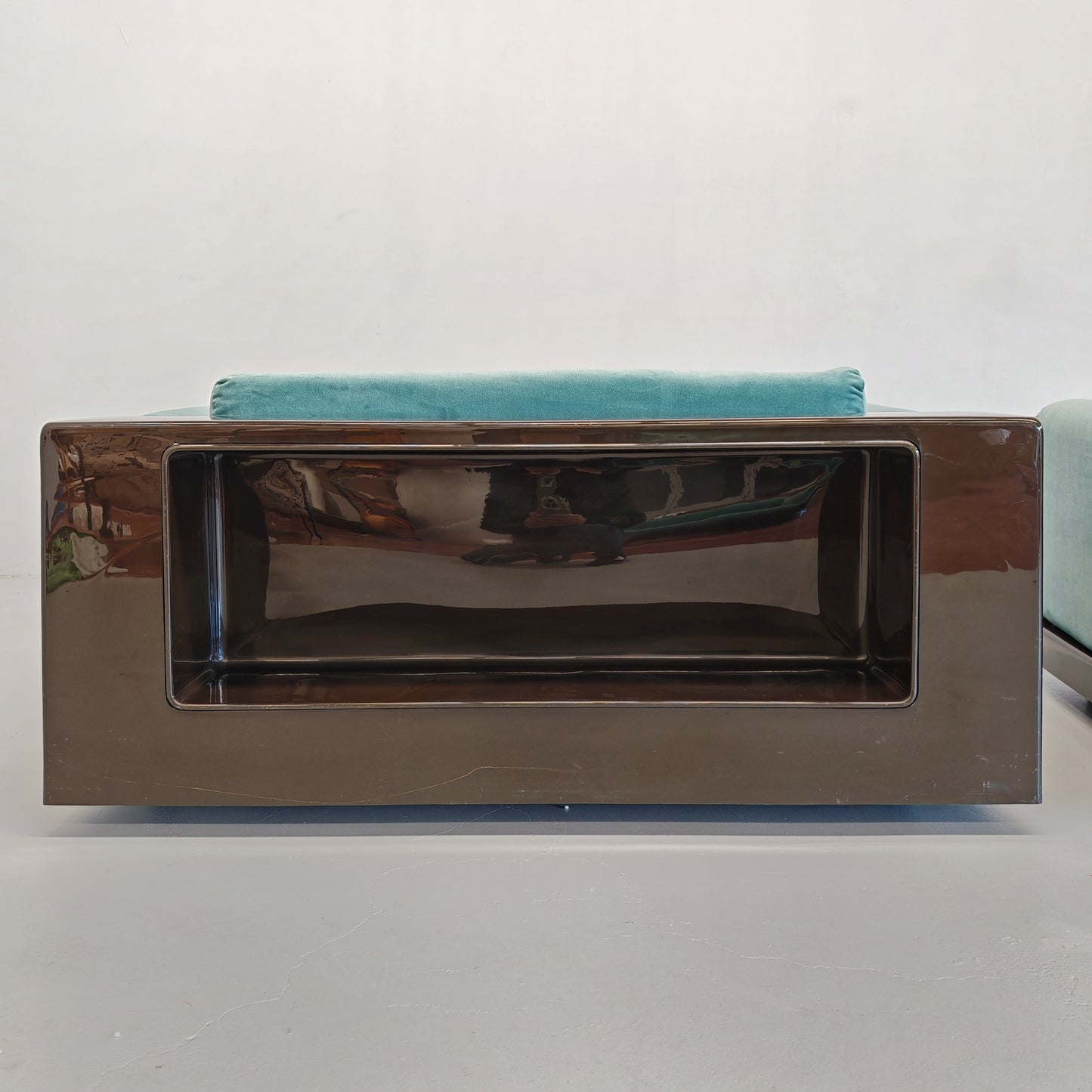 Coppia di poltrone in velluto celeste mod. "Gradual" Cini Boeri per Gavina anni 70