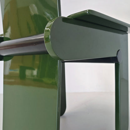 Set di 4 sedie laccate verde inglese Carlo Scarpa per Gavina anni 70