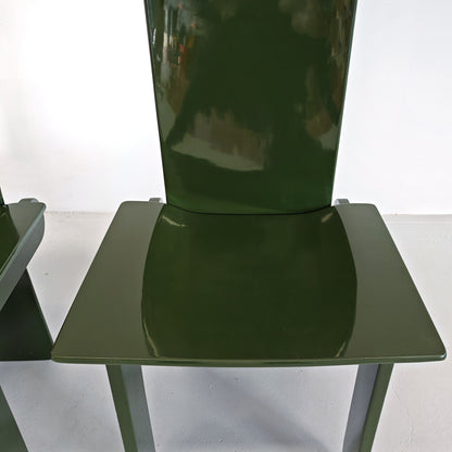 Set di 4 sedie laccate verde inglese Carlo Scarpa per Gavina anni 70