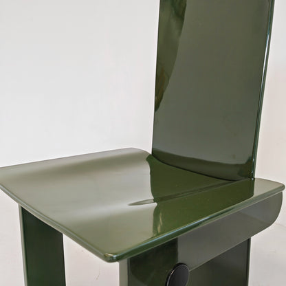 Set di 4 sedie laccate verde inglese Carlo Scarpa per Gavina anni 70