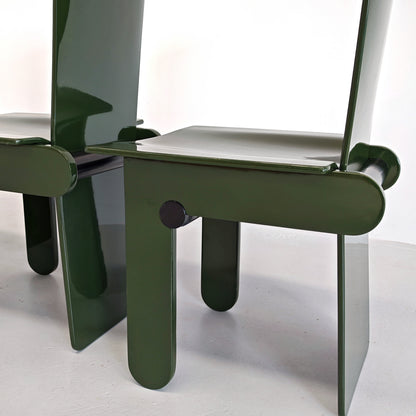 Set di 4 sedie laccate verde inglese Carlo Scarpa per Gavina anni 70