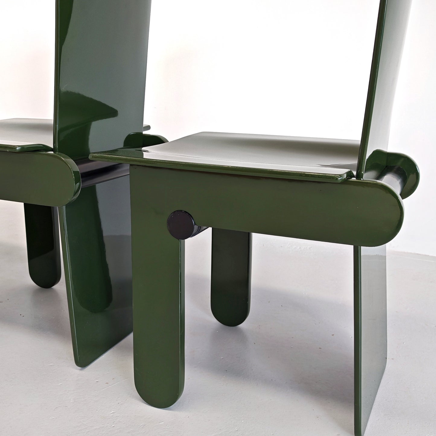 Set di 4 sedie laccate verde inglese Carlo Scarpa per Gavina anni 70