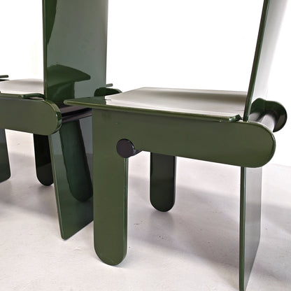 Set di 4 sedie laccate verde inglese Carlo Scarpa per Gavina anni 70