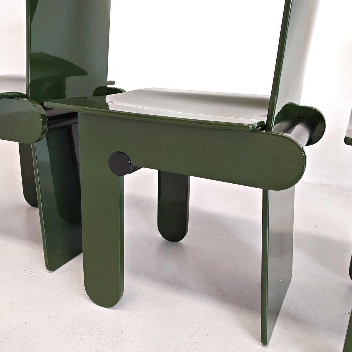 Set di 4 sedie laccate verde inglese Carlo Scarpa per Gavina anni 70