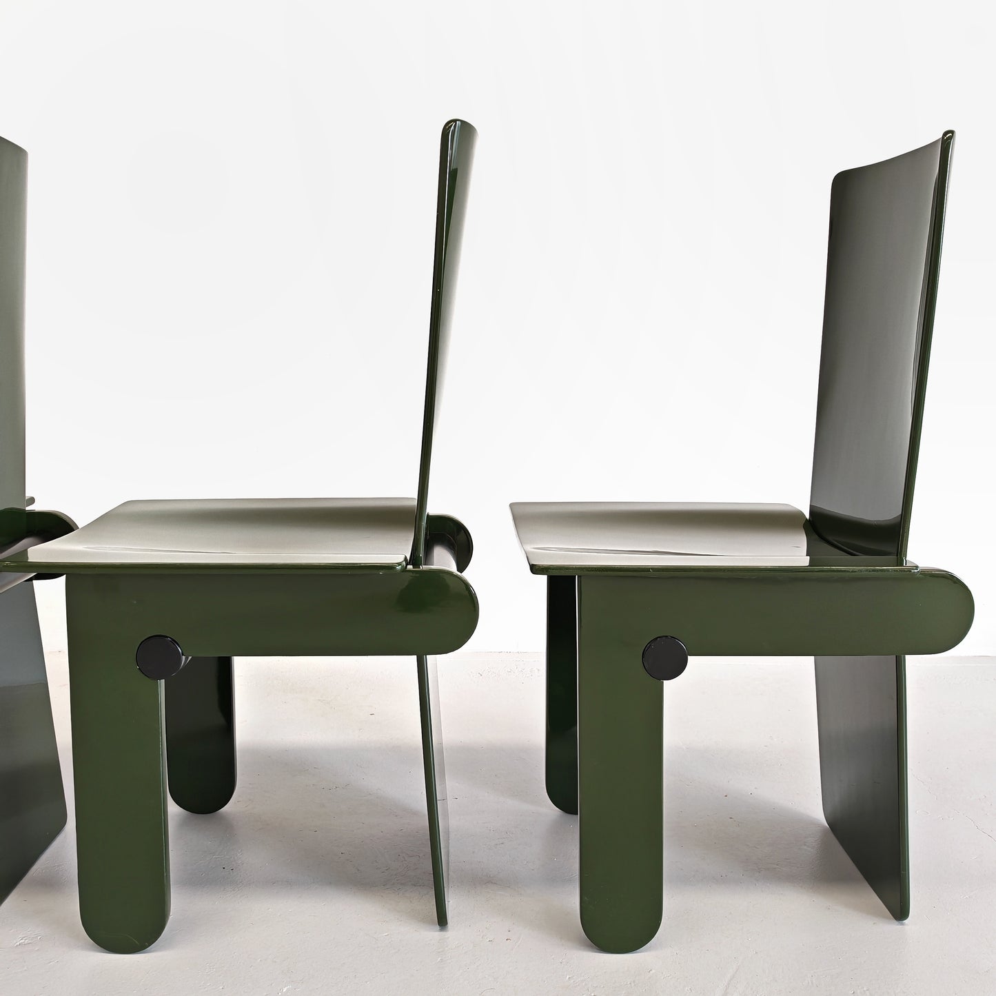 Set di 4 sedie laccate verde inglese Carlo Scarpa per Gavina anni 70