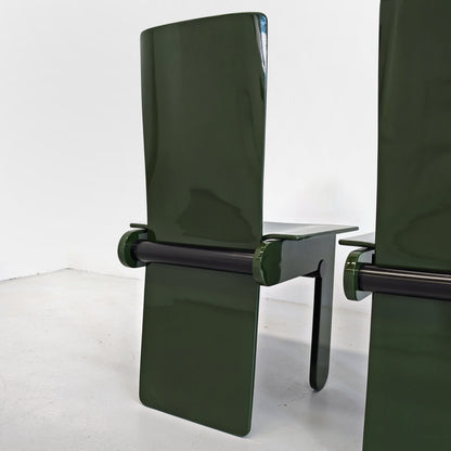 Set di 4 sedie laccate verde inglese Carlo Scarpa per Gavina anni 70