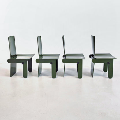 Set di 4 sedie laccate verde inglese Carlo Scarpa per Gavina anni 70
