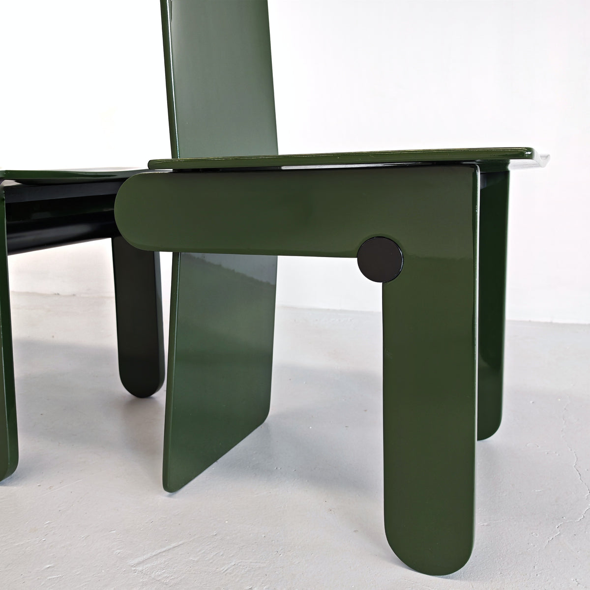 Set di 4 sedie laccate verde inglese Carlo Scarpa per Gavina anni 70