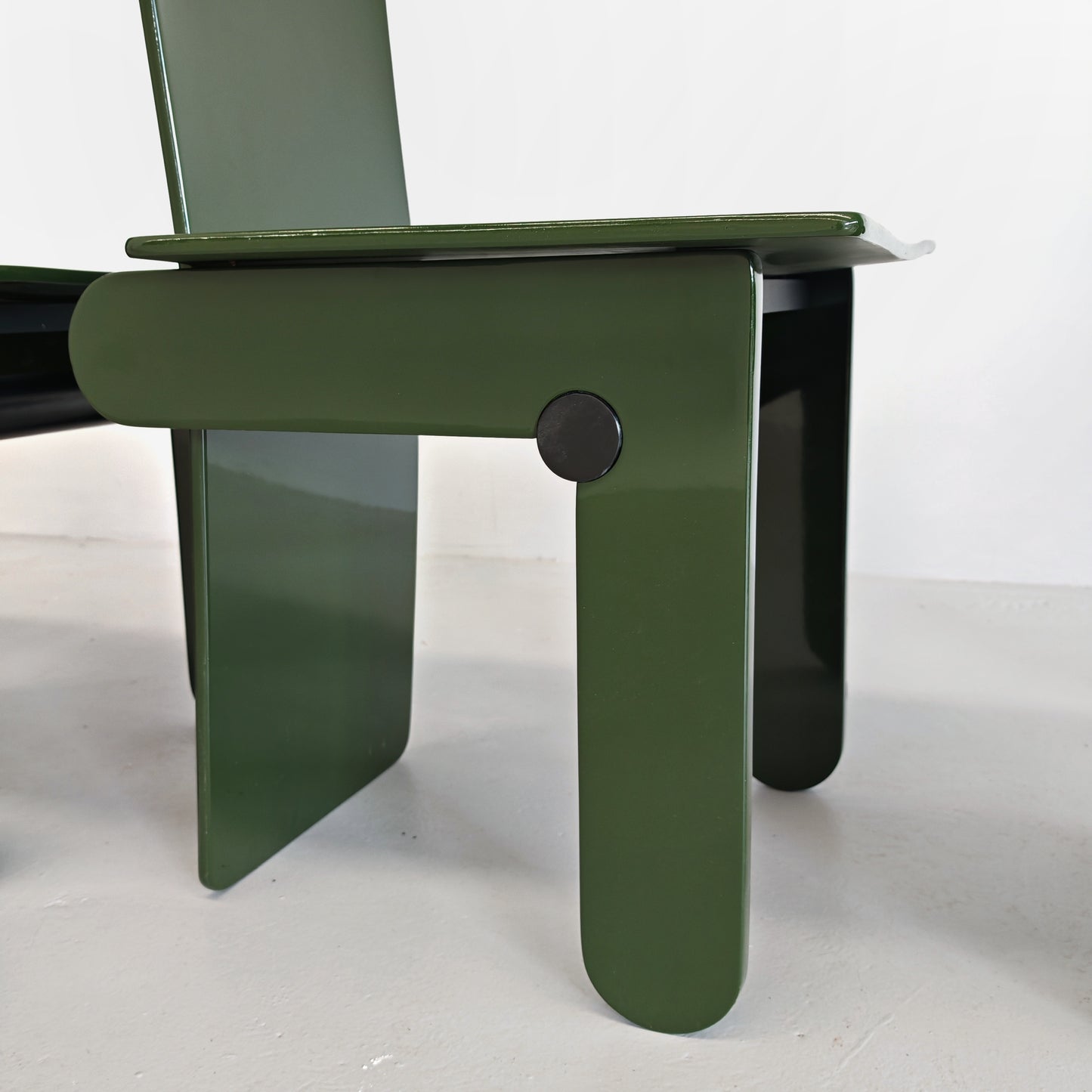 Set di 4 sedie laccate verde inglese Carlo Scarpa per Gavina anni 70