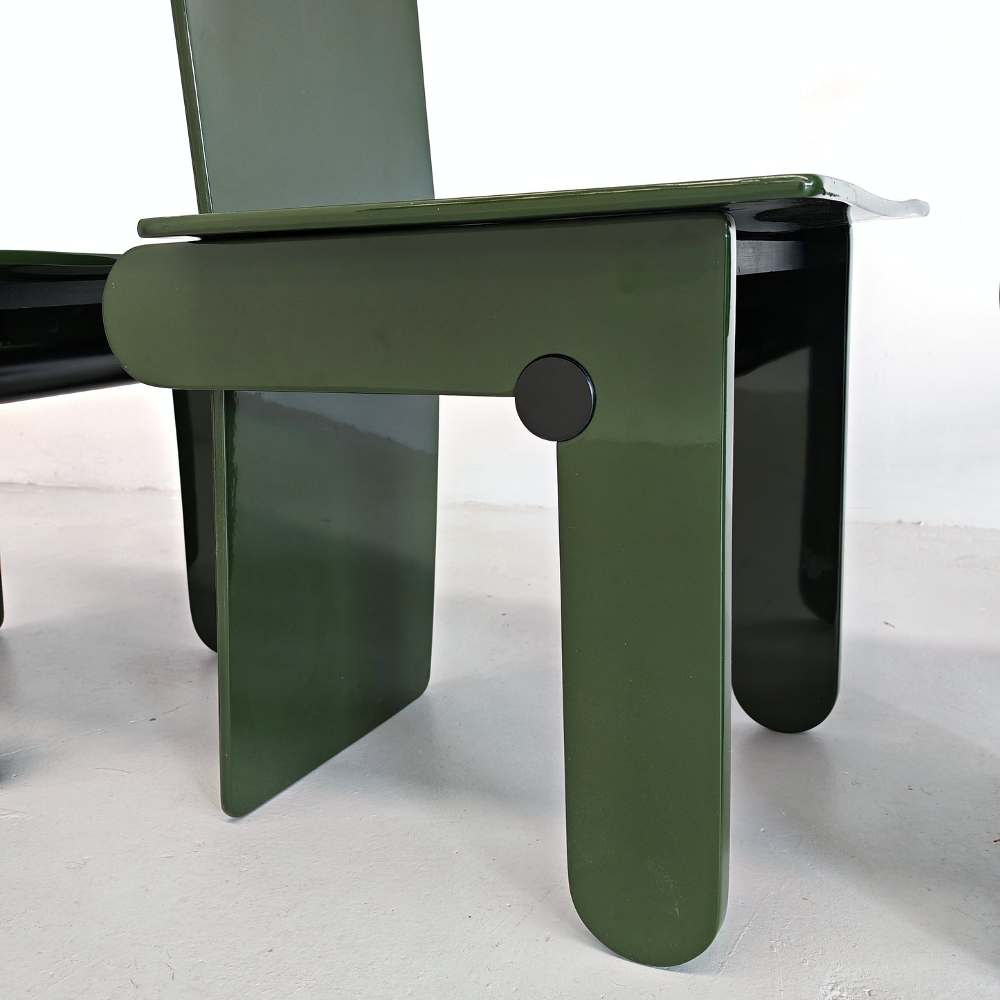 Set di 4 sedie laccate verde inglese Carlo Scarpa per Gavina anni 70