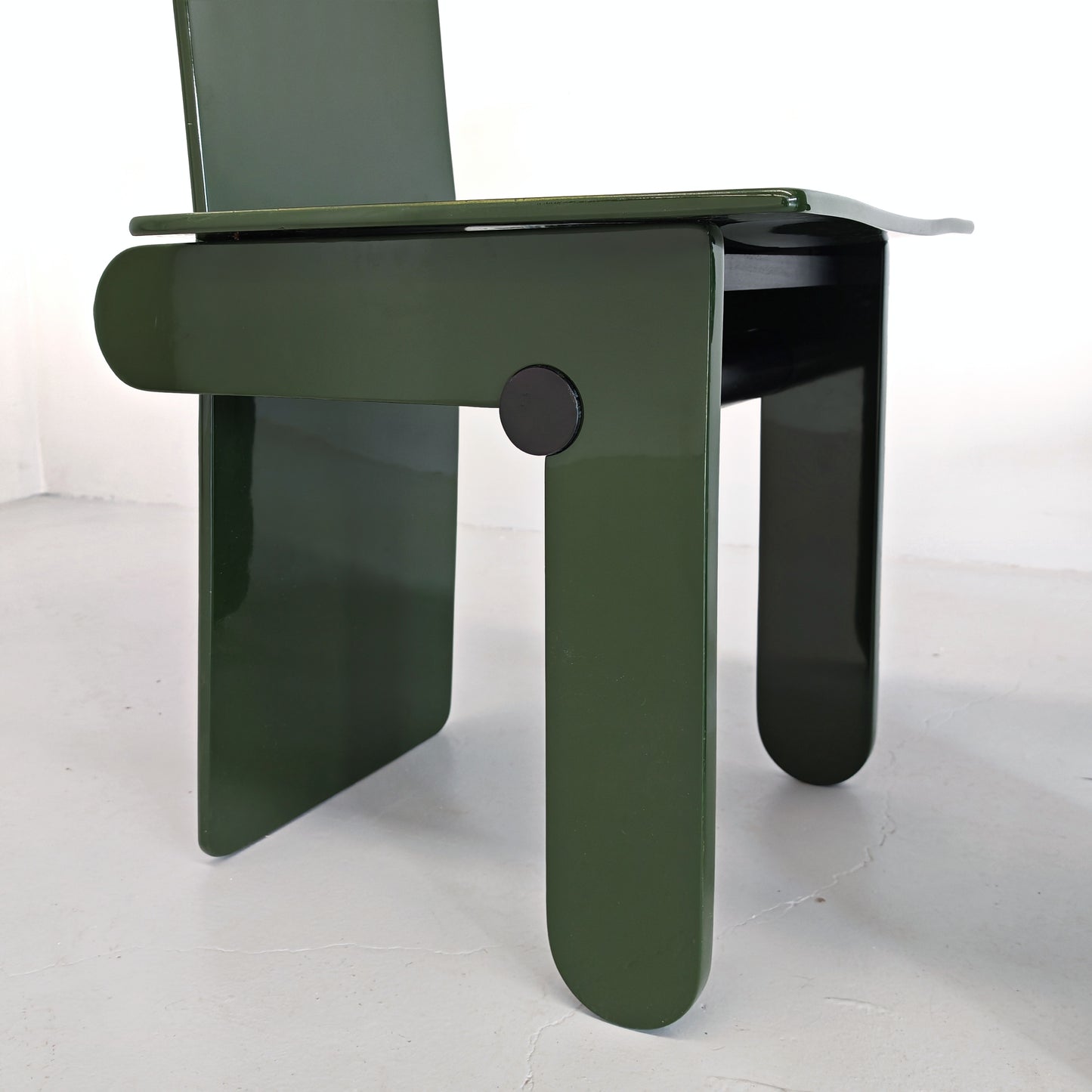 Set di 4 sedie laccate verde inglese Carlo Scarpa per Gavina anni 70