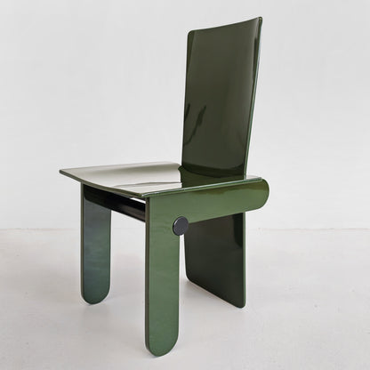 Set di 4 sedie laccate verde inglese Carlo Scarpa per Gavina anni 70