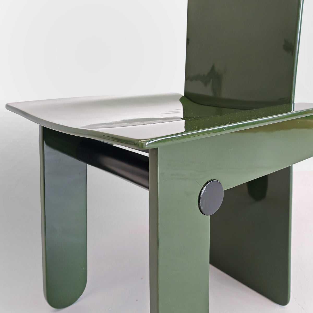 Set di 4 sedie laccate verde inglese Carlo Scarpa per Gavina anni 70