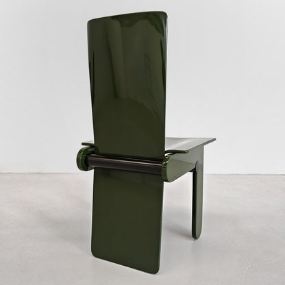 Set di 4 sedie laccate verde inglese Carlo Scarpa per Gavina anni 70
