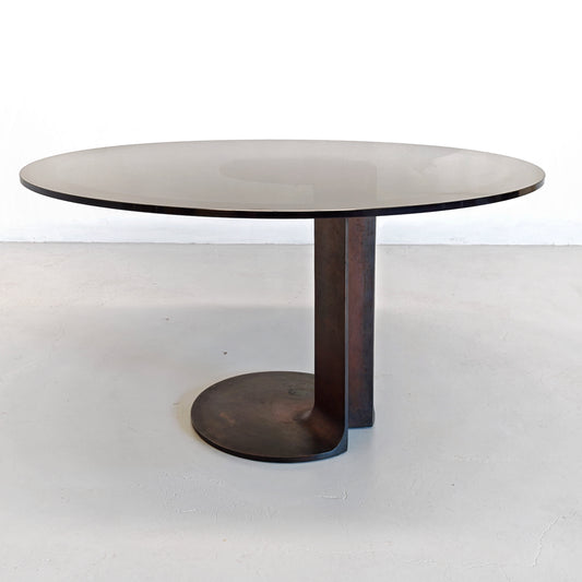 Tavolo Tondo in Vetro modello TL 59 Afra e Tobia Scarpa per Poggi anni 70