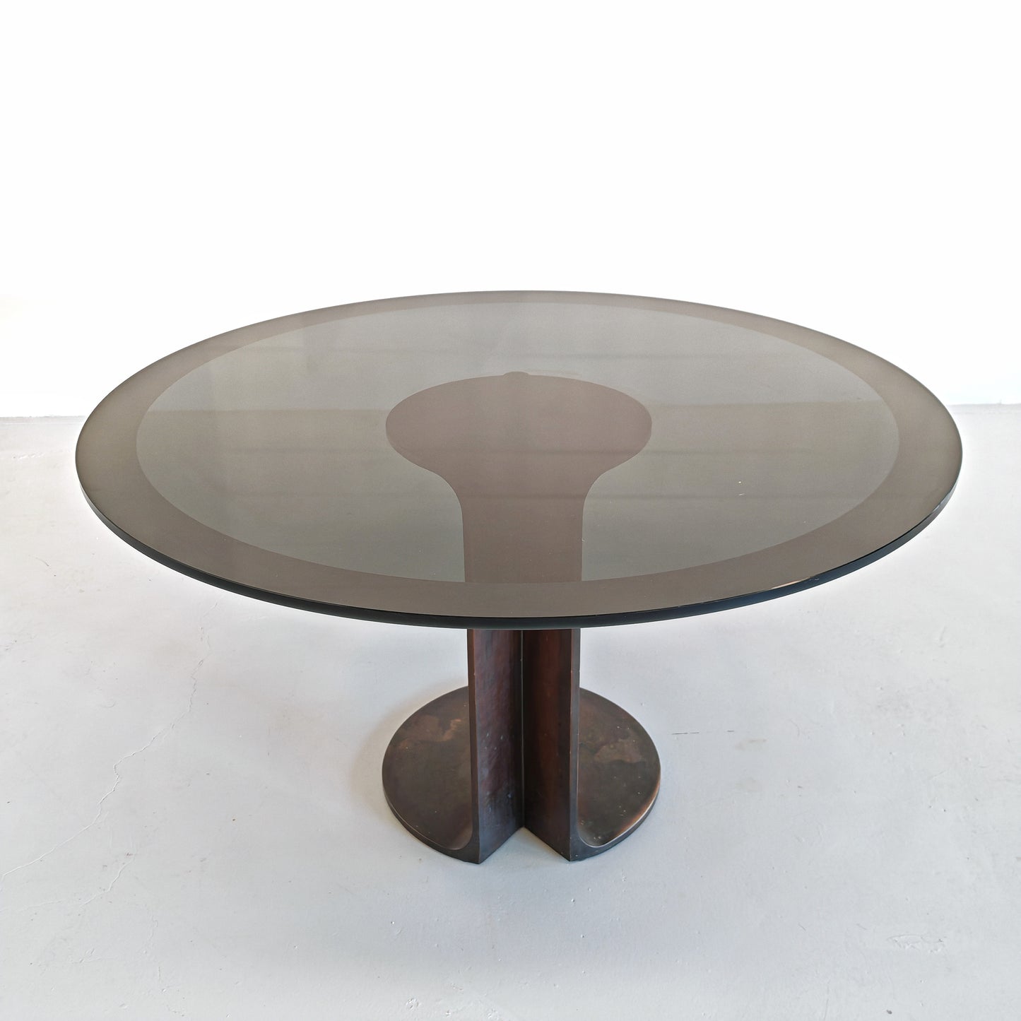 Tavolo Tondo in Vetro modello TL 59 Afra e Tobia Scarpa per Poggi anni 70