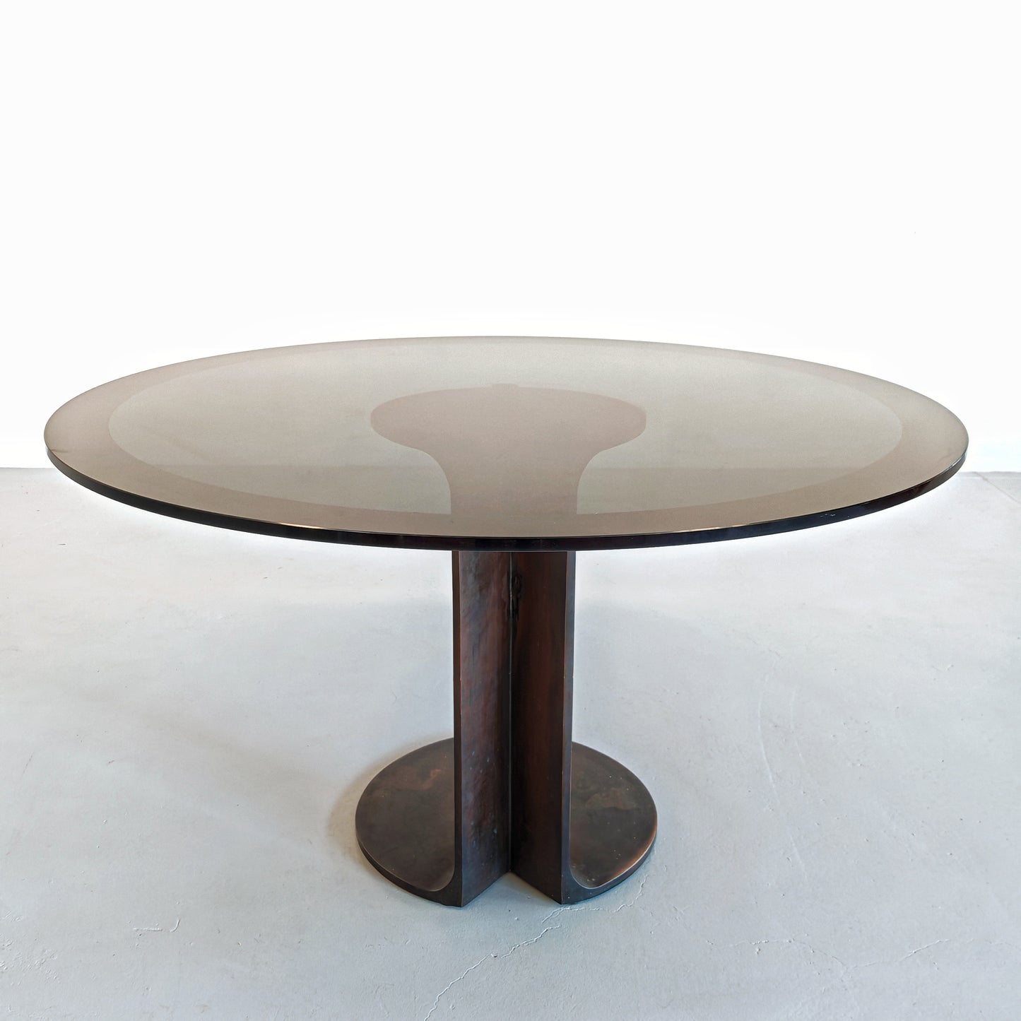 Tavolo Tondo in Vetro modello TL 59 Afra e Tobia Scarpa per Poggi anni 70