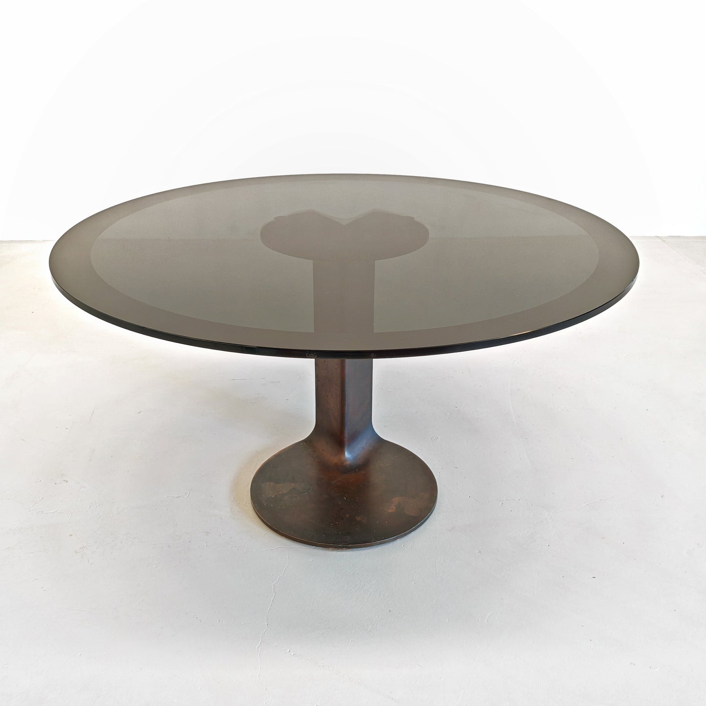 Tavolo Tondo in Vetro modello TL 59 Afra e Tobia Scarpa per Poggi anni 70