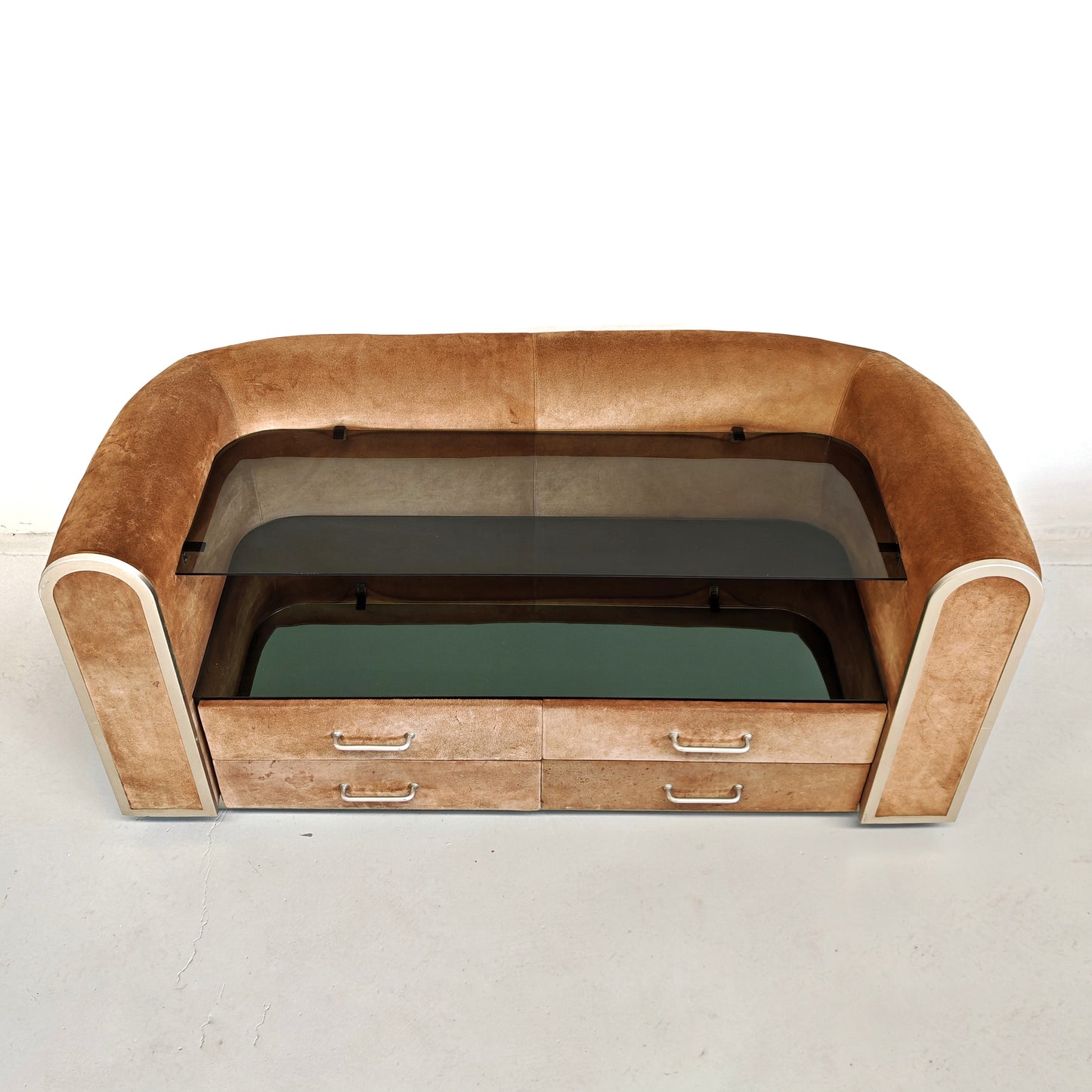 Comò cassettiera in suede vintage anni 70