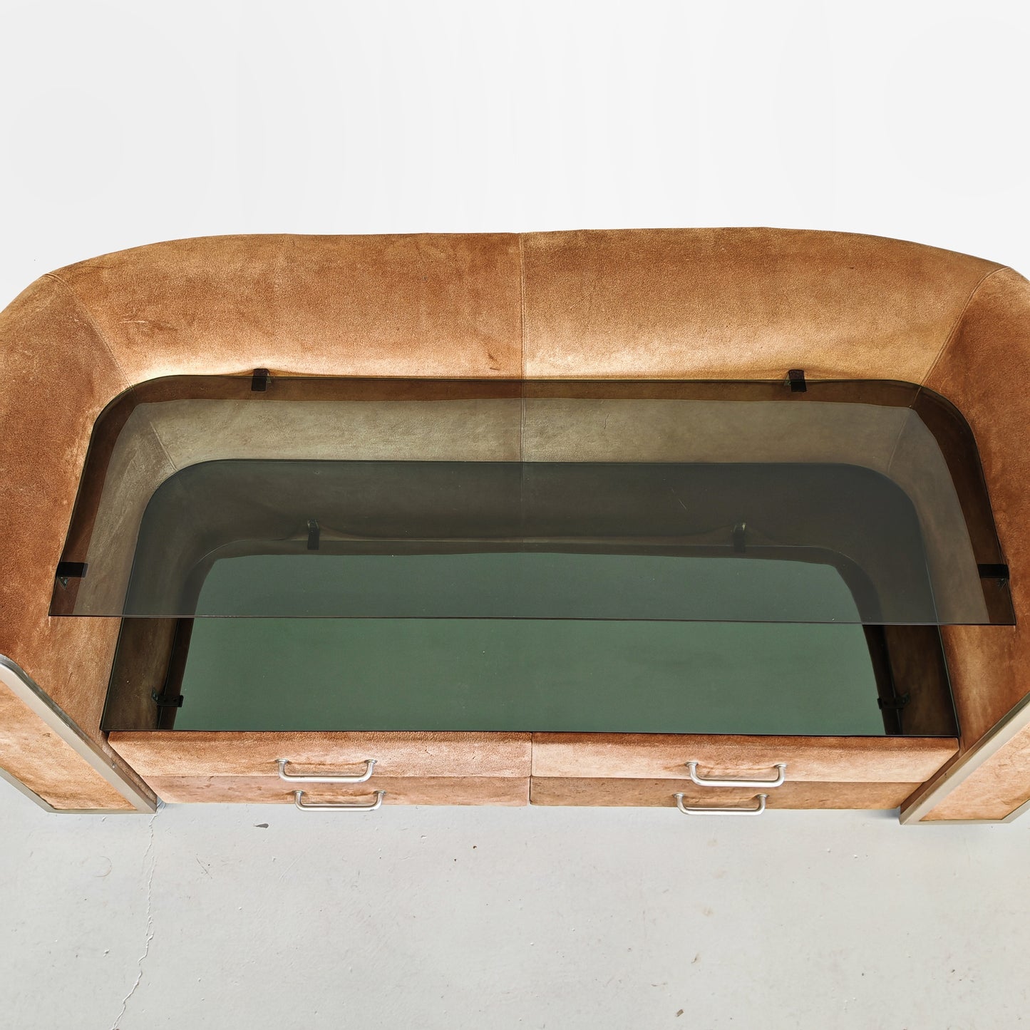 Comò cassettiera in suede vintage anni 70