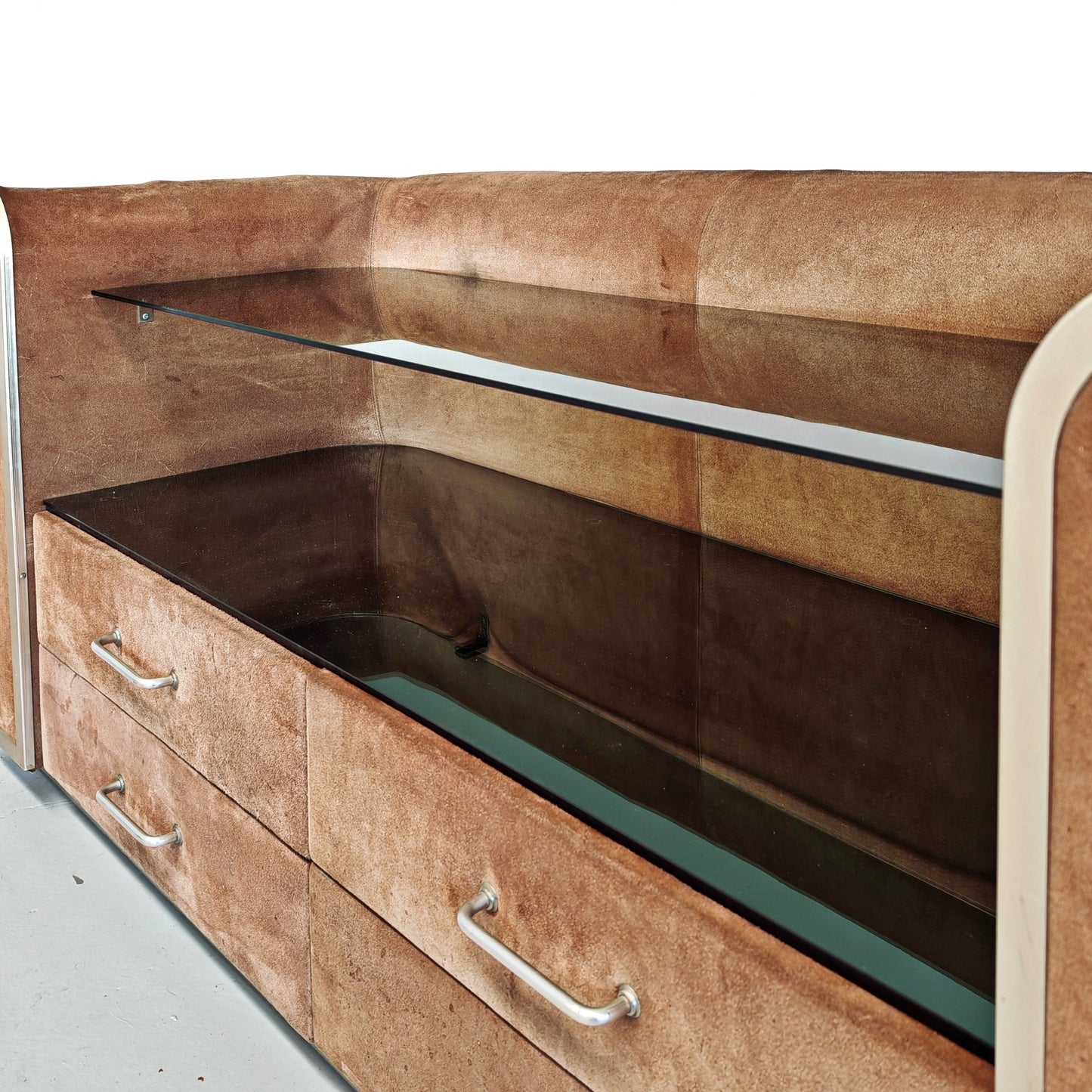 Comò cassettiera in suede vintage anni 70