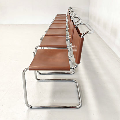 8 Sedie in cuoio e tubolare modello Spoleto Knoll International anni 70
