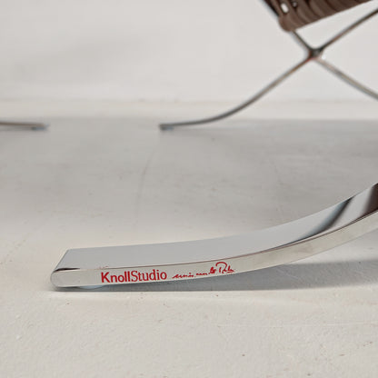 Coppia di ICONICHE POLTRONE IN PELLE COGNAC Tabacco Poltrone Barcelona Ludwig Mies van der Rohe per Knoll