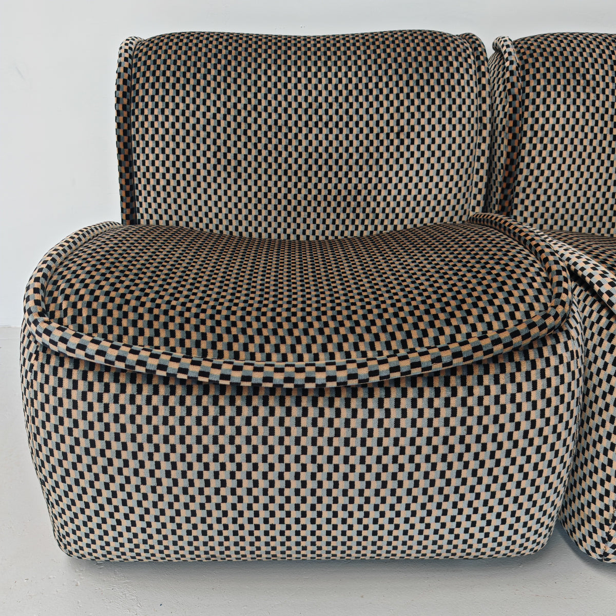 Canapé modulaire en velours optical mod. Calida, Arch. Giudici pour COIMA, années 70