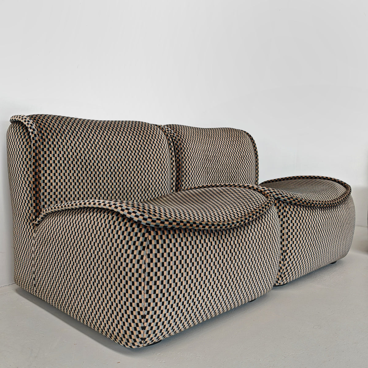 Canapé modulaire en velours optical mod. Calida, Arch. Giudici pour COIMA, années 70