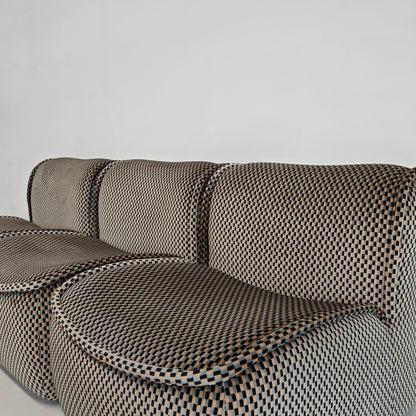 Canapé modulaire en velours optical mod. Calida, Arch. Giudici pour COIMA, années 70