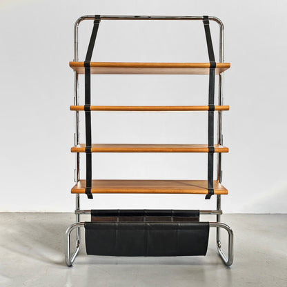 Libreria posto moderna pelle e legno modello "Jumbo Line" di Luigi Massoni per Poltrona Frau anni 70