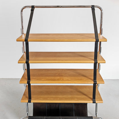 Libreria posto moderna pelle e legno modello "Jumbo Line" di Luigi Massoni per Poltrona Frau anni 70