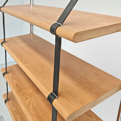 Libreria posto moderna pelle e legno modello "Jumbo Line" di Luigi Massoni per Poltrona Frau anni 70