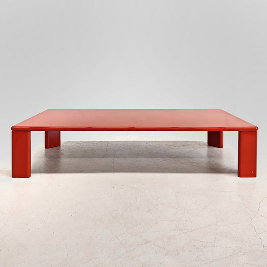 Tavolino rettangolare laccato rosso/arancio Ming  K.Takahama per Simon Gavina anni 70