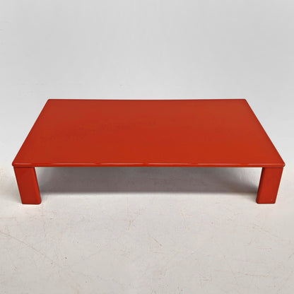 Table basse rectangulaire laquée rouge/orange Ming de K. Takahama pour Simon Gavina, années 70