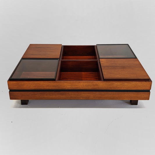 Tavolino Bar rettangolare in legno Claudio Salocchi per Sormani anni 60