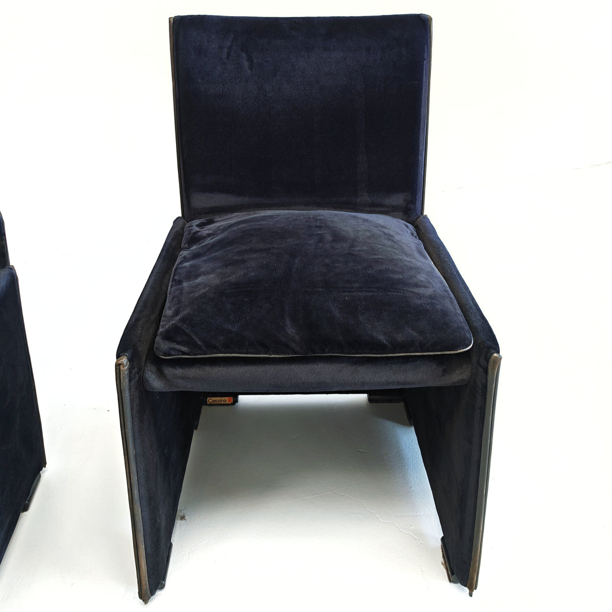 Set di 4 Sedie in velluto blu modello 401 "Break" Mario Bellini per Cassina  anni '80