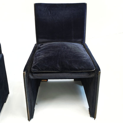 Set di 4 Sedie in velluto blu modello 401 "Break" Mario Bellini per Cassina  anni '80