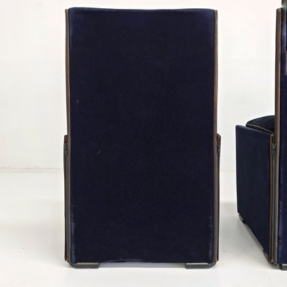 Set di 4 Sedie in velluto blu modello 401 "Break" Mario Bellini per Cassina  anni '80