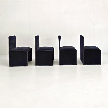 Set di 4 Sedie in velluto blu modello 401 "Break" Mario Bellini per Cassina  anni '80