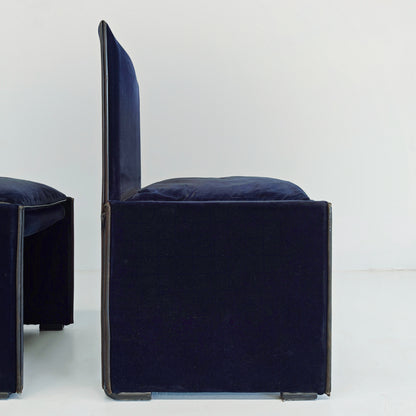 Set di 4 Sedie in velluto blu modello 401 "Break" Mario Bellini per Cassina  anni '80